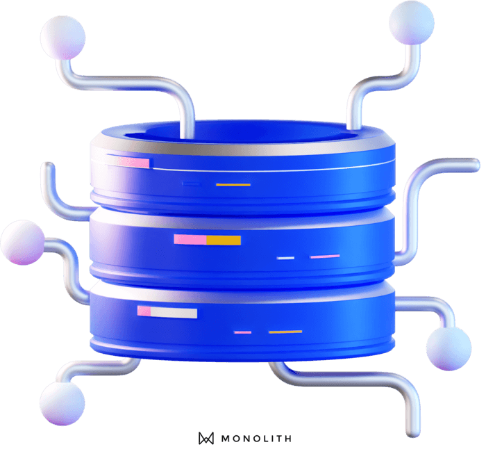 data storage including raw data and different data structures monolith ai graphic of data warehouse